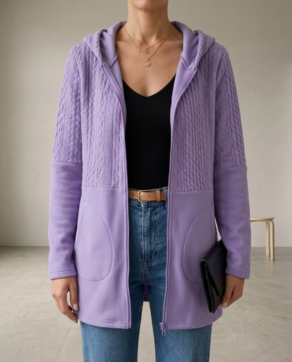 Zoris | Cable-Knit Longline Zip-Up Cardigan