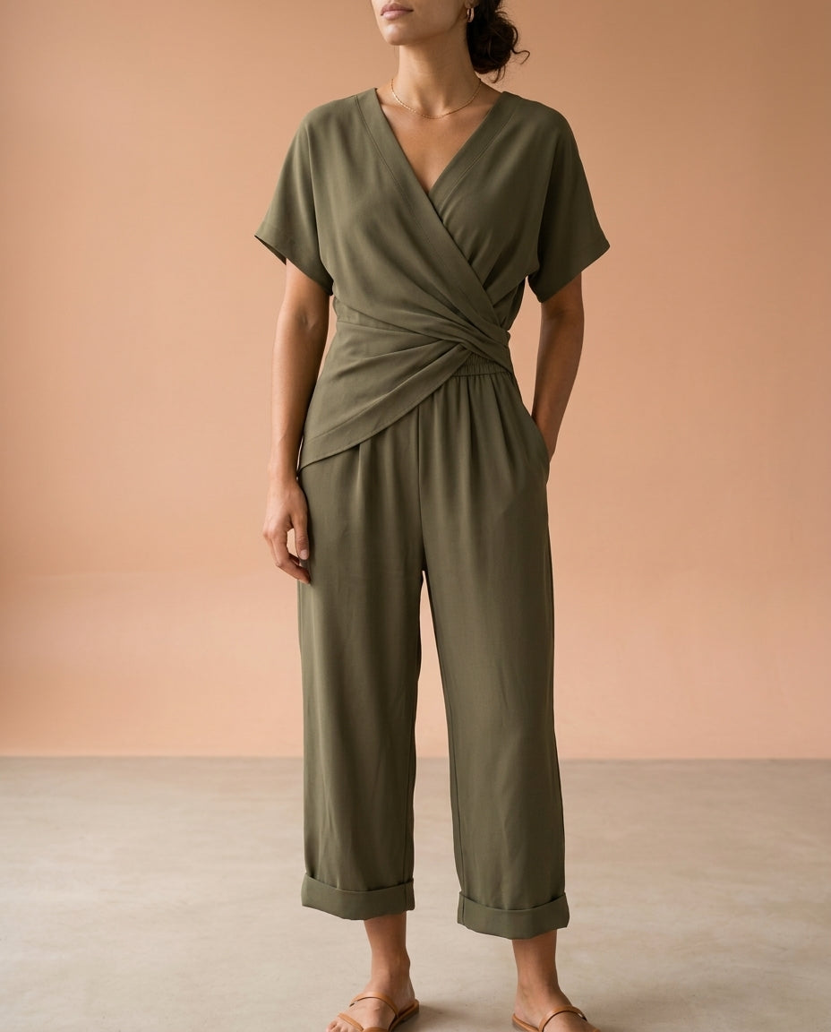 Hania | Draped Wide-Leg Jumpsuit