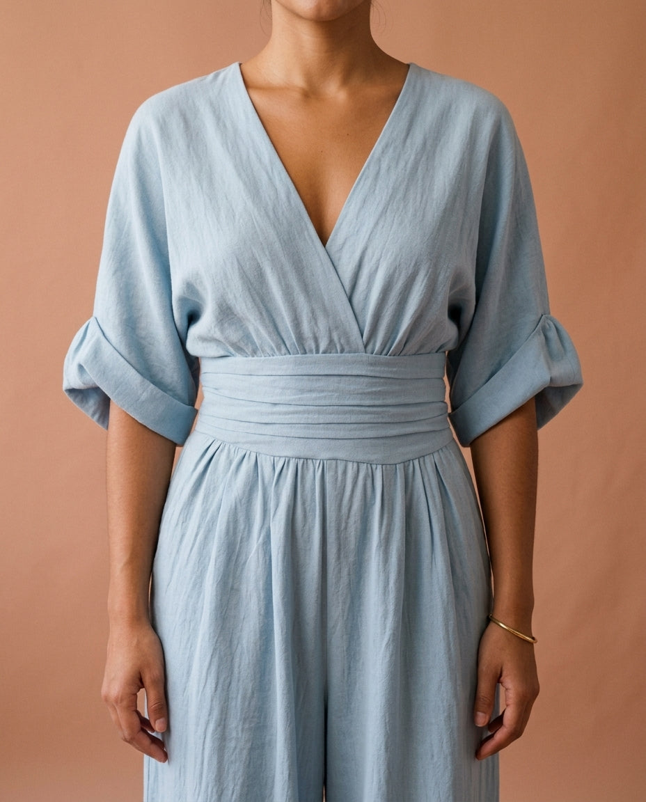 Zarea | Wide Sleeve V-Neck Jumpsuit