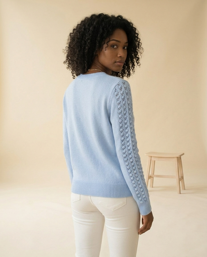 Nannia | Pointelle Crewneck Sweater