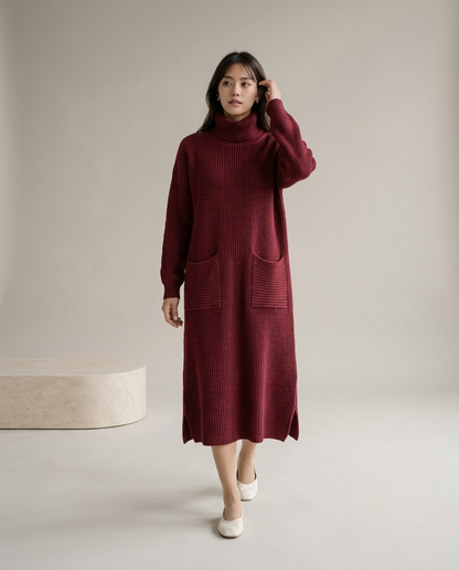 Dovina | Ribbed Turtleneck Sweater Dress