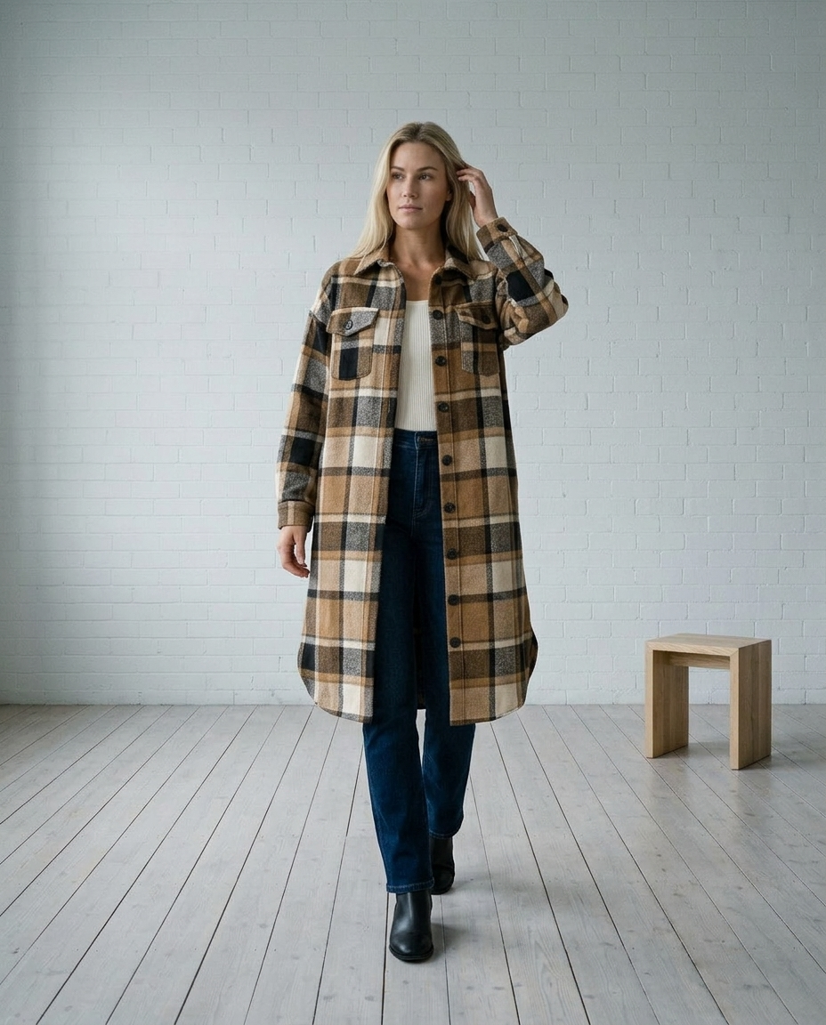 Dorea | Longline Checked Coat