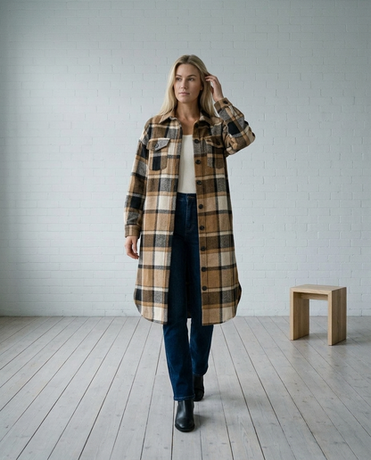 Dorea | Longline Checked Coat