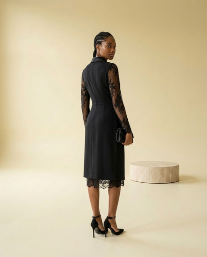 Jovia | Lace-Sleeve Wrap Cocktail Dress