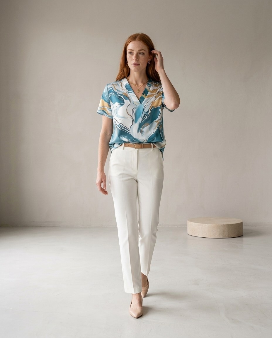 Ledina | Flowing V-Neck Button-Front Blouse