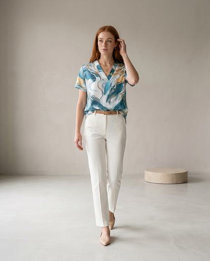 Ledina | Flowing V-Neck Button-Front Blouse