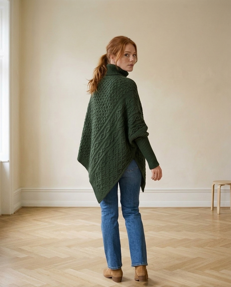 Yanina | Cable-Knit Turtleneck Poncho