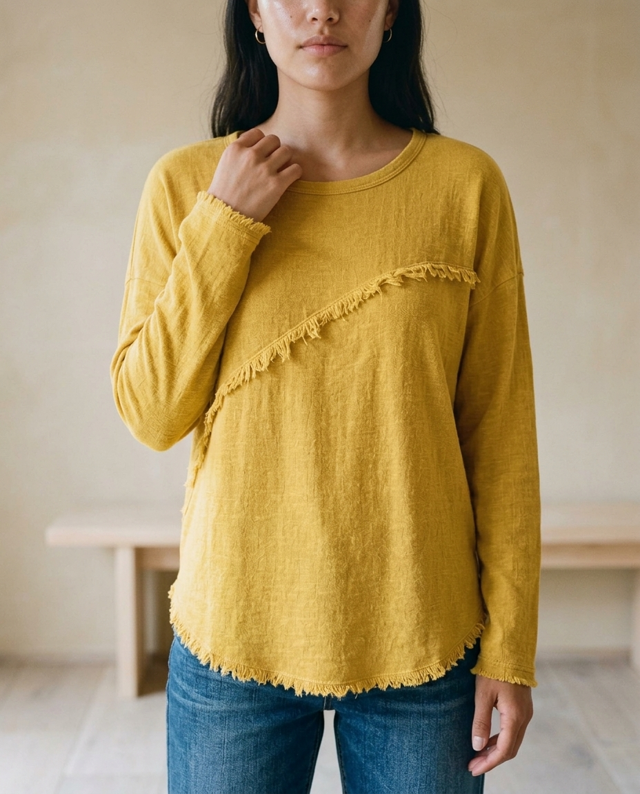 Neviel | Diagonal Fringe Crewneck Sweater