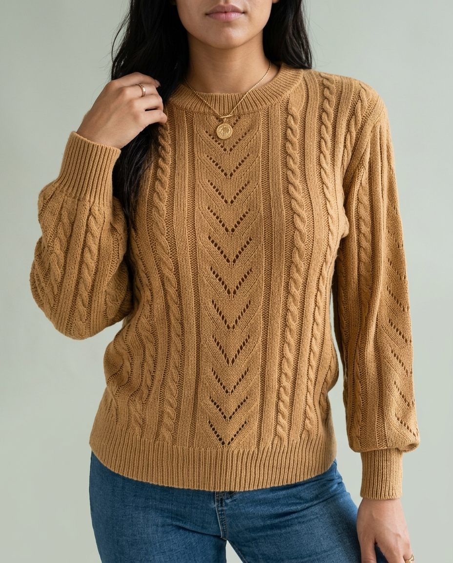 Eirlyn | Cable Knit Eyelet Sweater