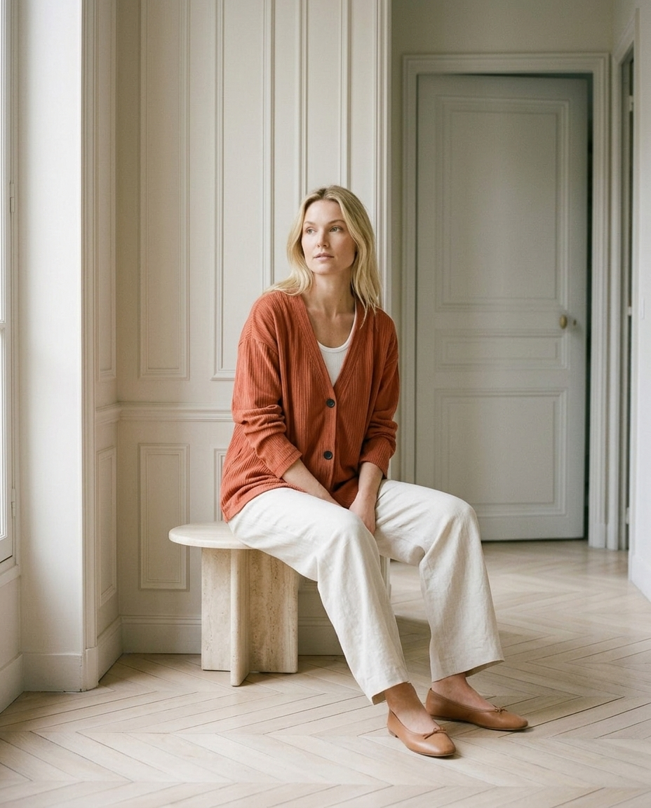 Esma | Ribbed V-Neck Button Cardigan