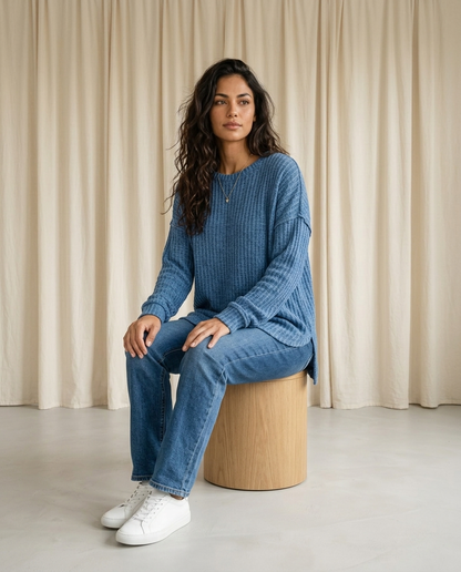 Wrenla | Exposed-Seam Crewneck Sweater