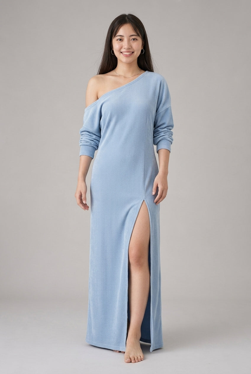 Ilkis | Ribbed One-Shoulder Maxi Dress