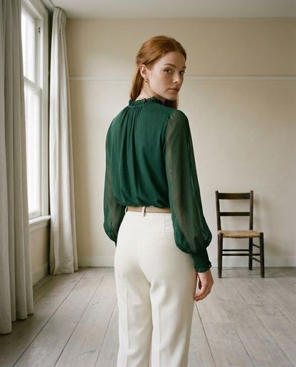 Yarya | Stand-Collar Long-Sleeve Blouse