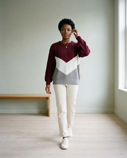 Sukis | Cable Knit Color-Block Sweater