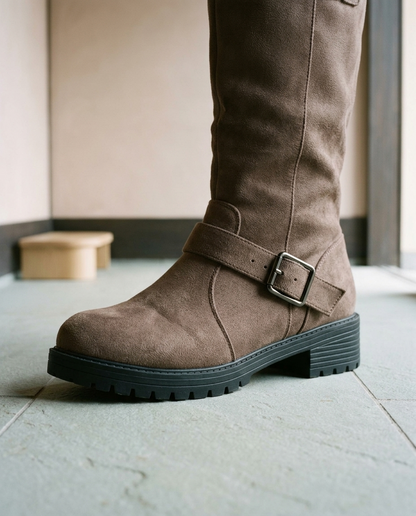 Griel | Slouchy Buckle Mid-Calf Boots