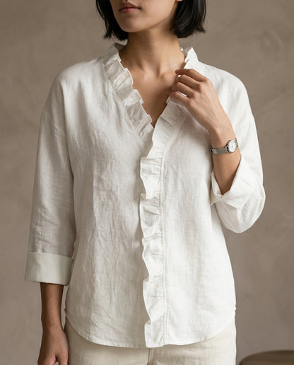 Adita | Ruffled V-Neck Blouse