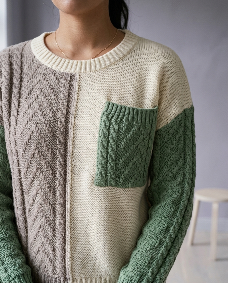 Adlyn | Colorblock Cable Sweater
