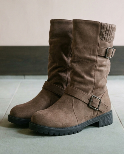Griel | Slouchy Buckle Mid-Calf Boots