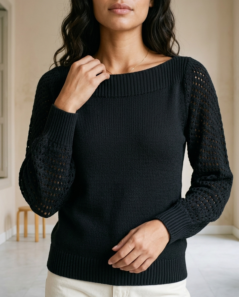 Ovora | Openwork Boat-Neck Sweater