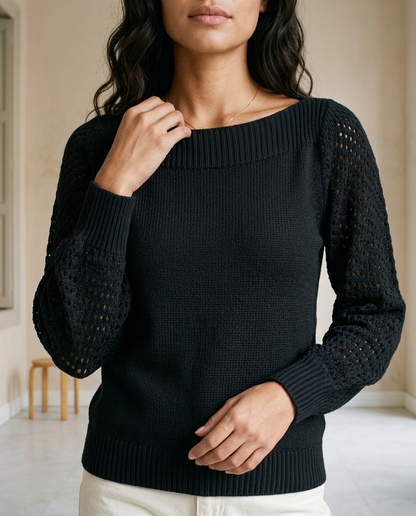 Ovora | Openwork Boat-Neck Sweater