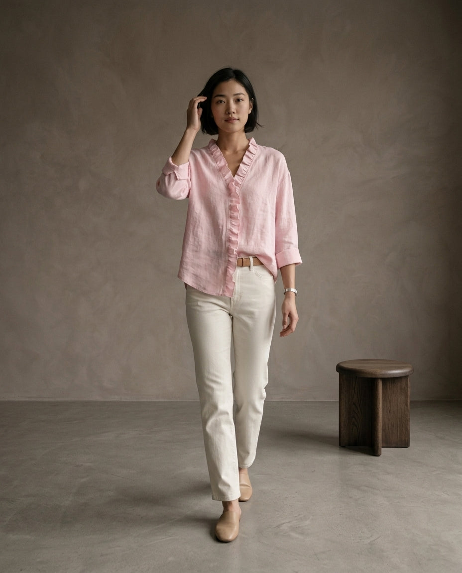 Adita | Ruffled V-Neck Blouse