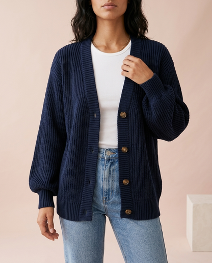 Unina | Ribbed Button Cardigan