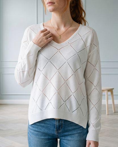 Ranis | Openwork V-Neck Sweater