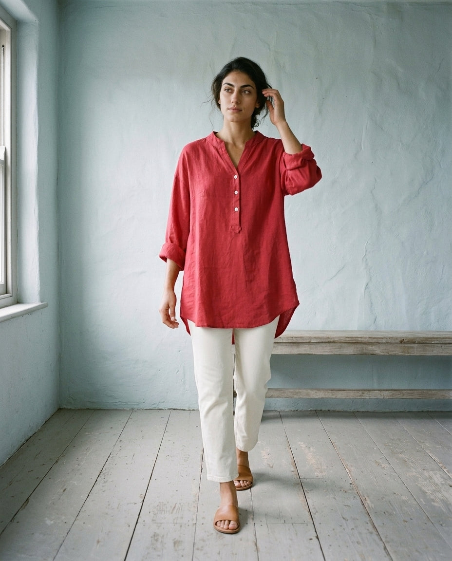 Maeva | V-Neck Button-Down Shirt