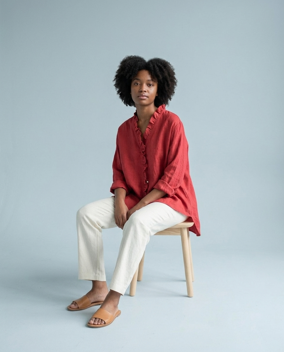 Ronine | Ruffle V-Neck Blouse