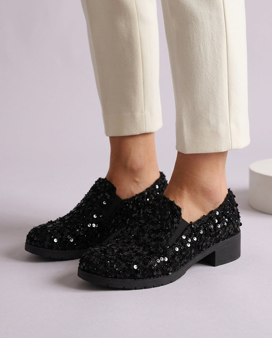 Emmlyn | Sequin Slip-On Loafers