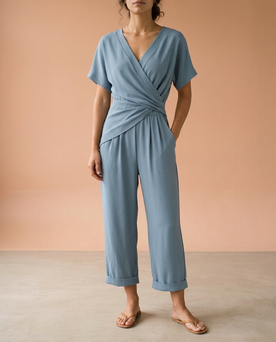 Hania | Draped Wide-Leg Jumpsuit