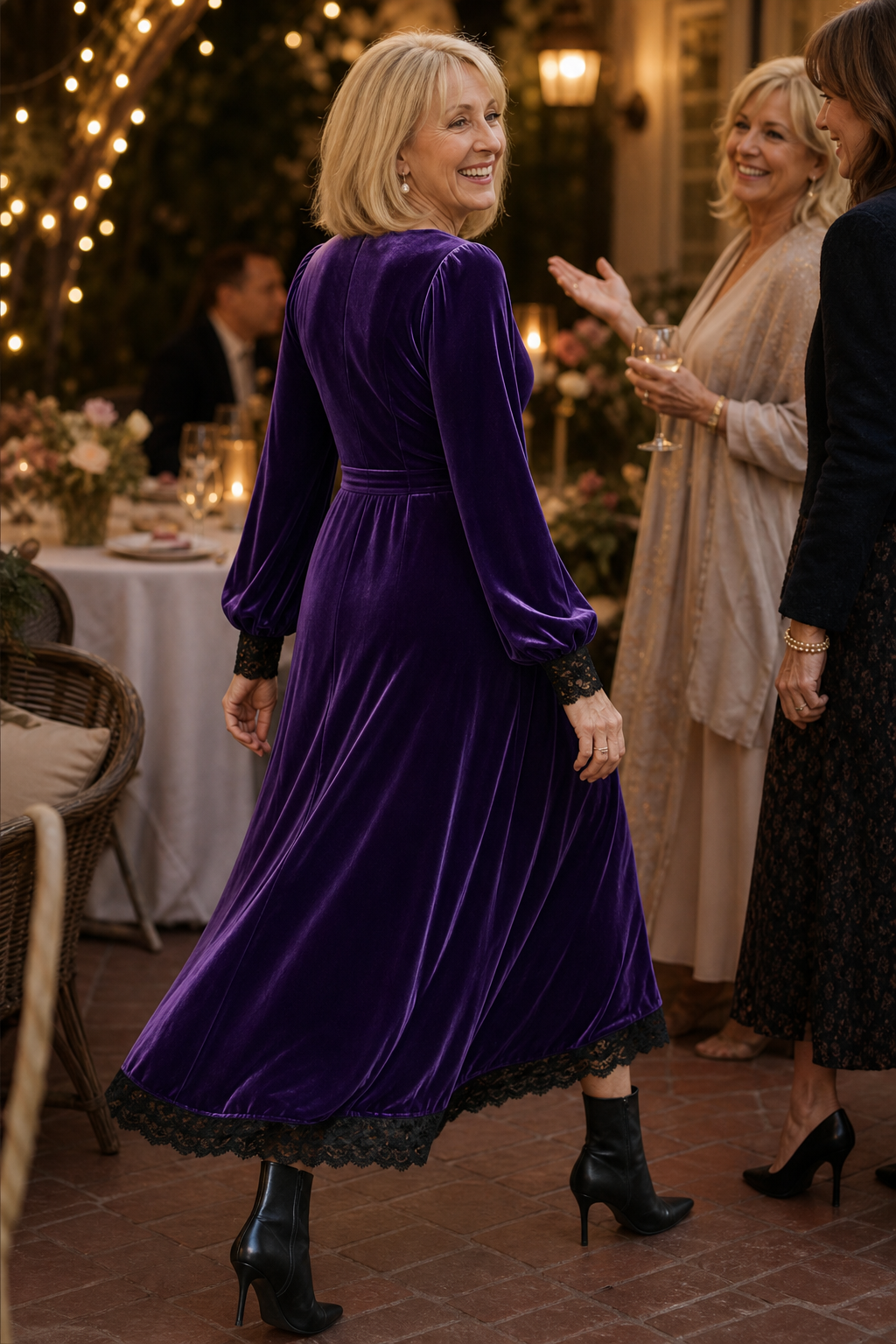 Divis | Velvet-Look Square Neck Midi Dress